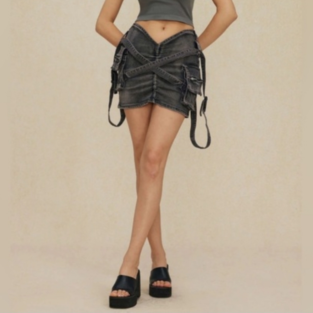 Micas Side Pocket Cargo Mini Skirt